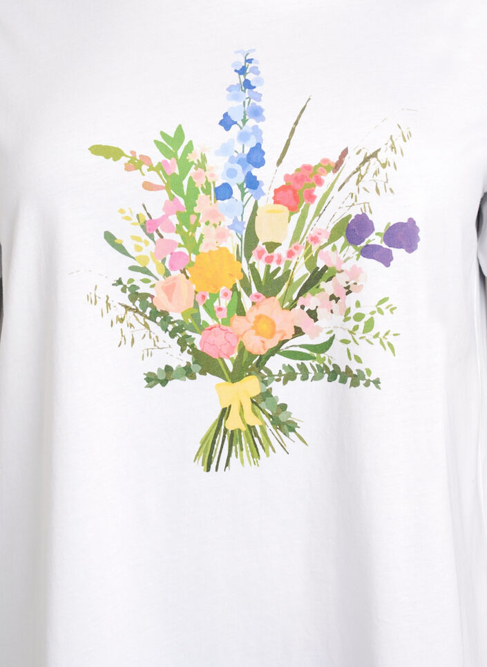 T-Shirt aus Bio-Baumwolle mit floralem Print, B. White w. Flower, Packshot image number 2