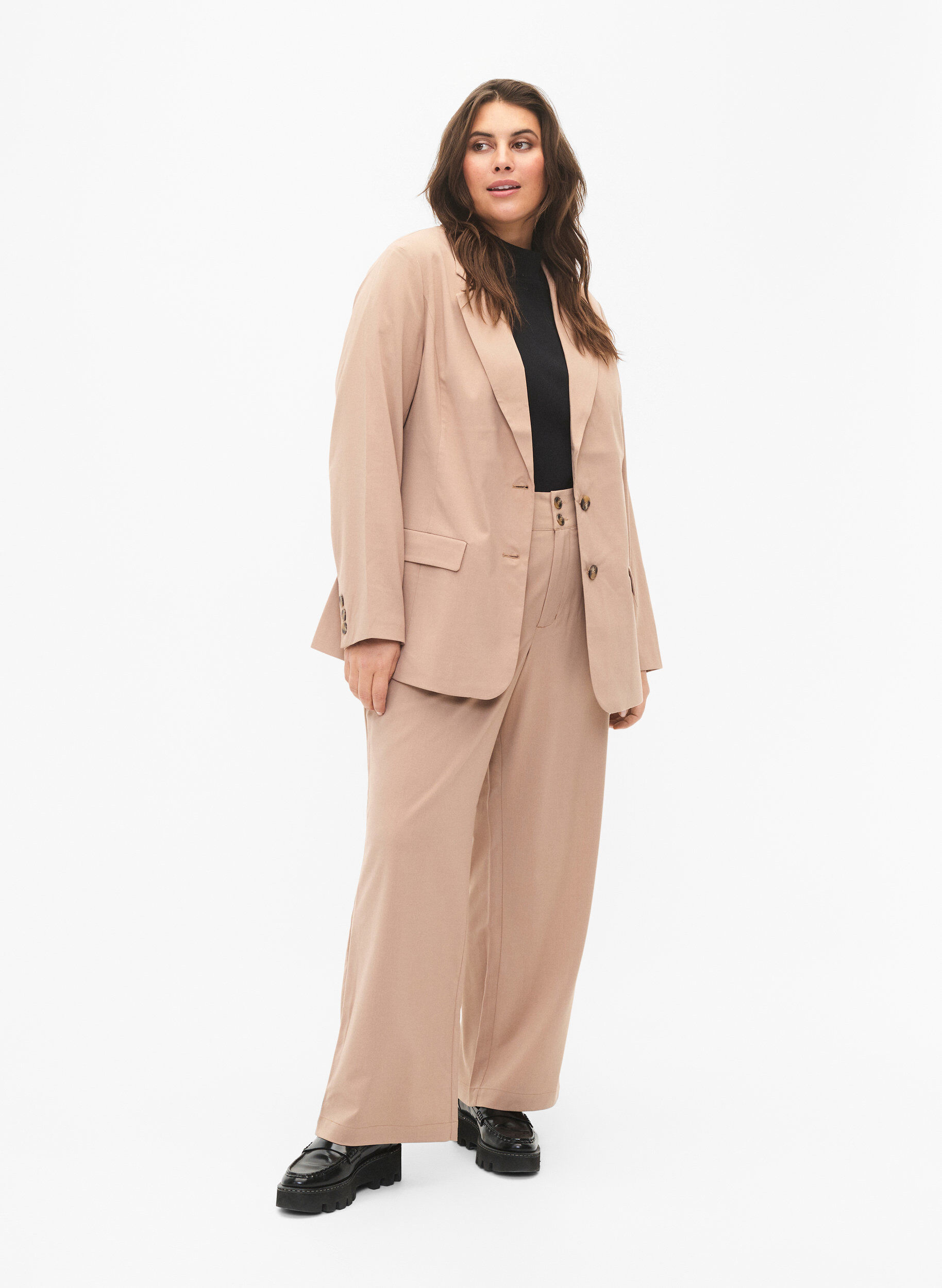 Zizzi Pantalon classique &agrave; coupe droite, Amphora, Model image number 0