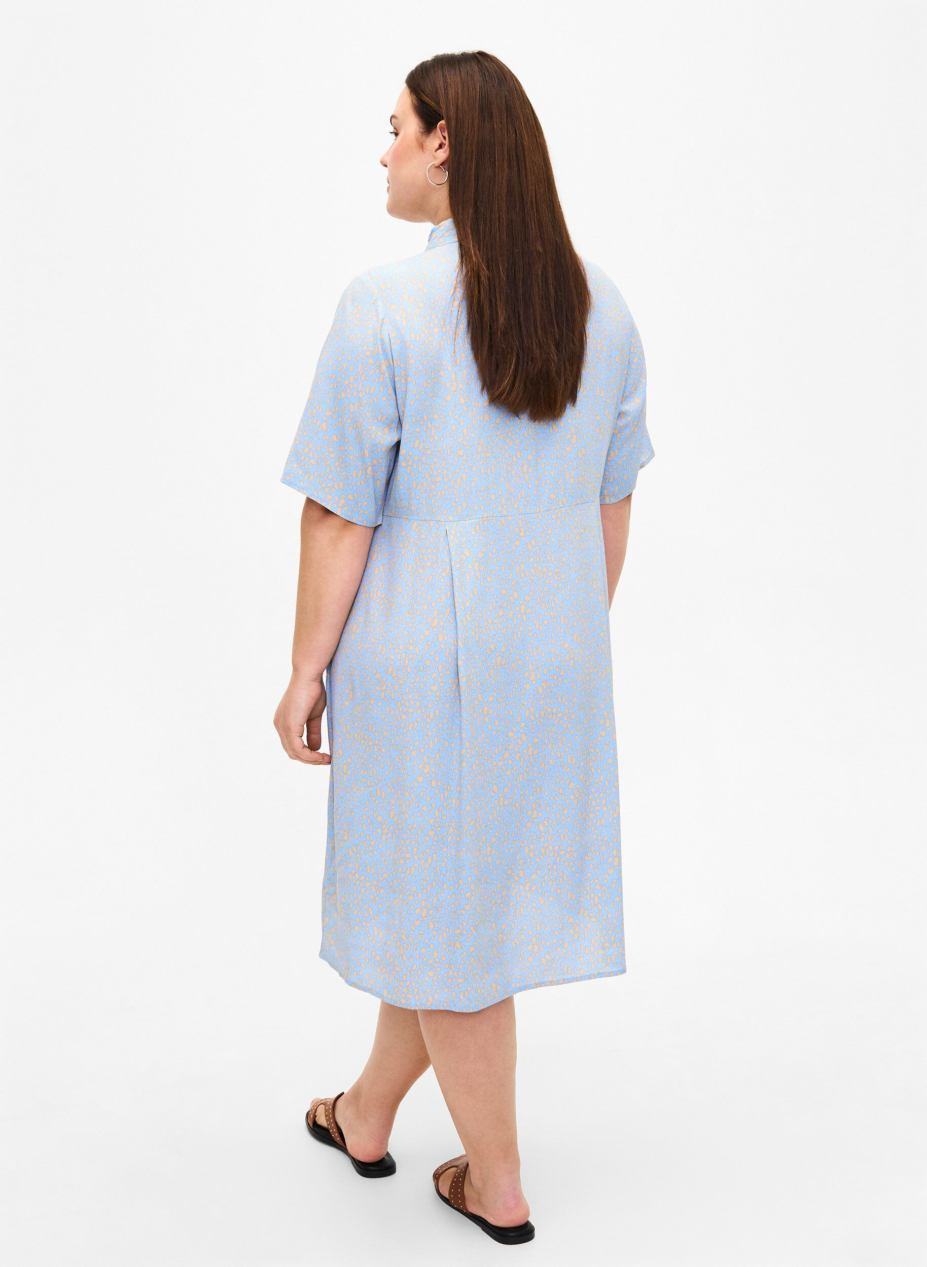Zizzi Hemdblusenkleid aus Viskose mit Aufdruck, Small Dot AOP, Model image number 1