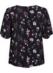 Gebl&uuml;mte Bluse mit kurzen &Auml;rmeln, Schwarz, Packshot image number 1
