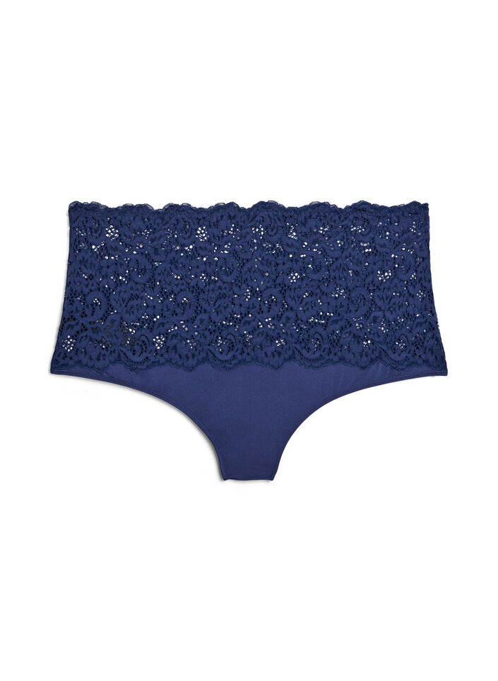 Culotte hipster taille haute avec dentelle, Medieval Blue, Packshot image number 1