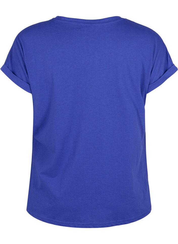 T-shirt &agrave; manches courtes en coton m&eacute;lang&eacute;, Bleu, Packshot image number 1