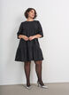 Jacquardkleid mit funkelnden Details und Puff&auml;rmeln, Schwarz, Model image number 1