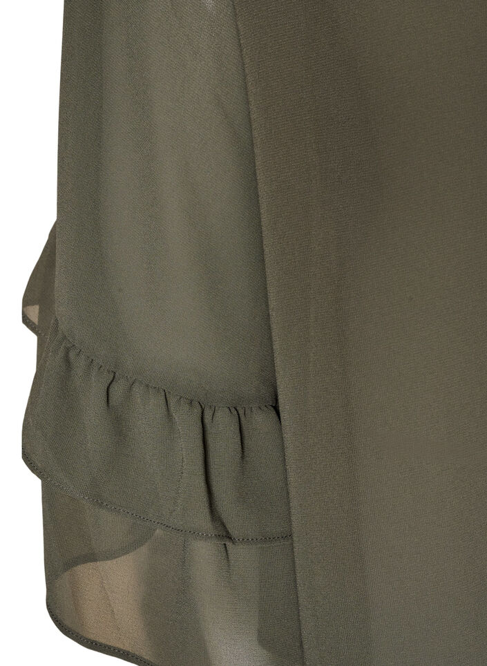 Blouse avec ruban &agrave; nouer et volants, Gris anthracite, Packshot image number 3