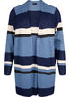 Cardigan long en tricot avec rayures larges, Bleu, Packshot image number 0