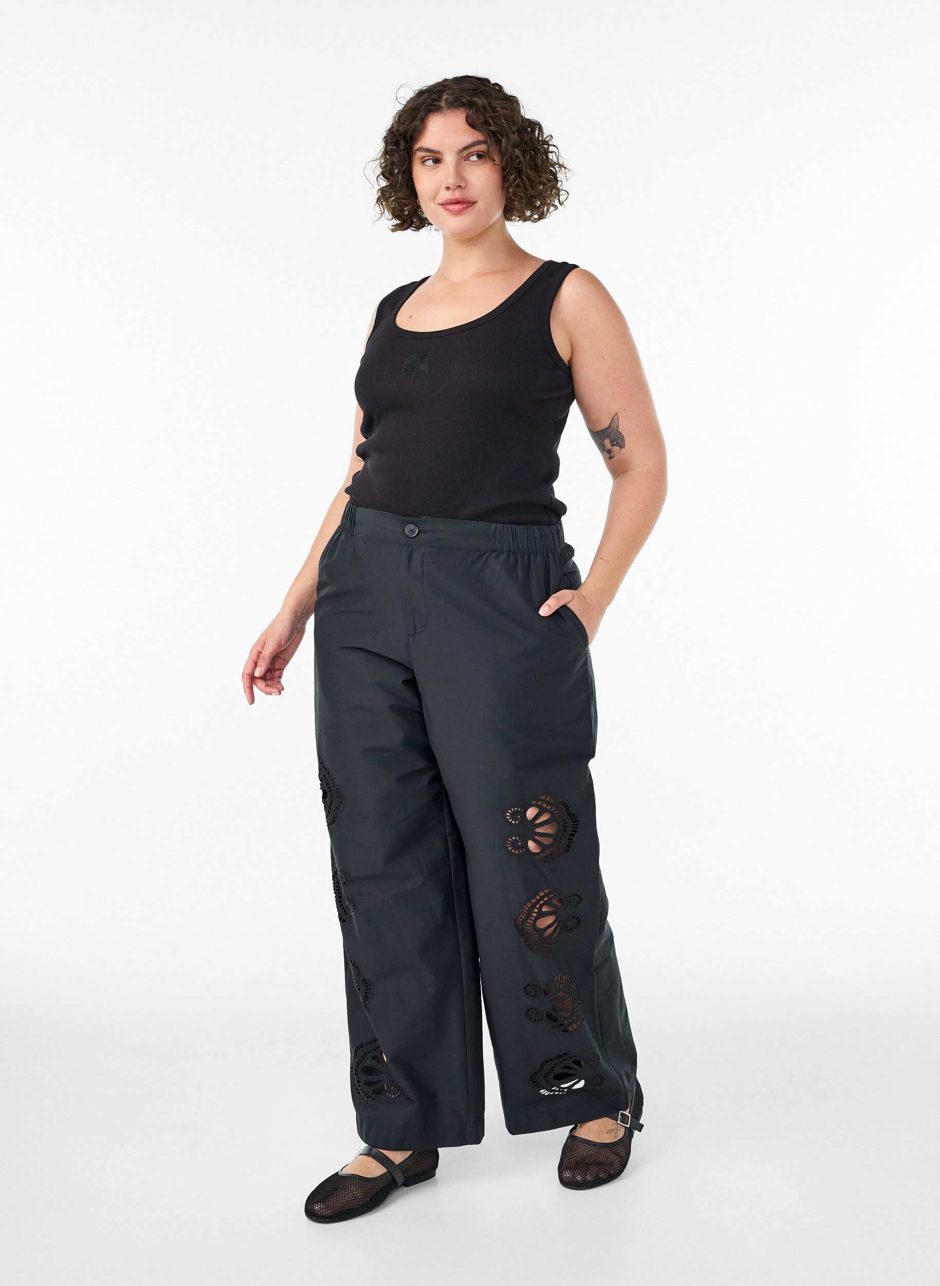 ZizziHaut ajust&eacute; avec motif, Noir, Model image number 1