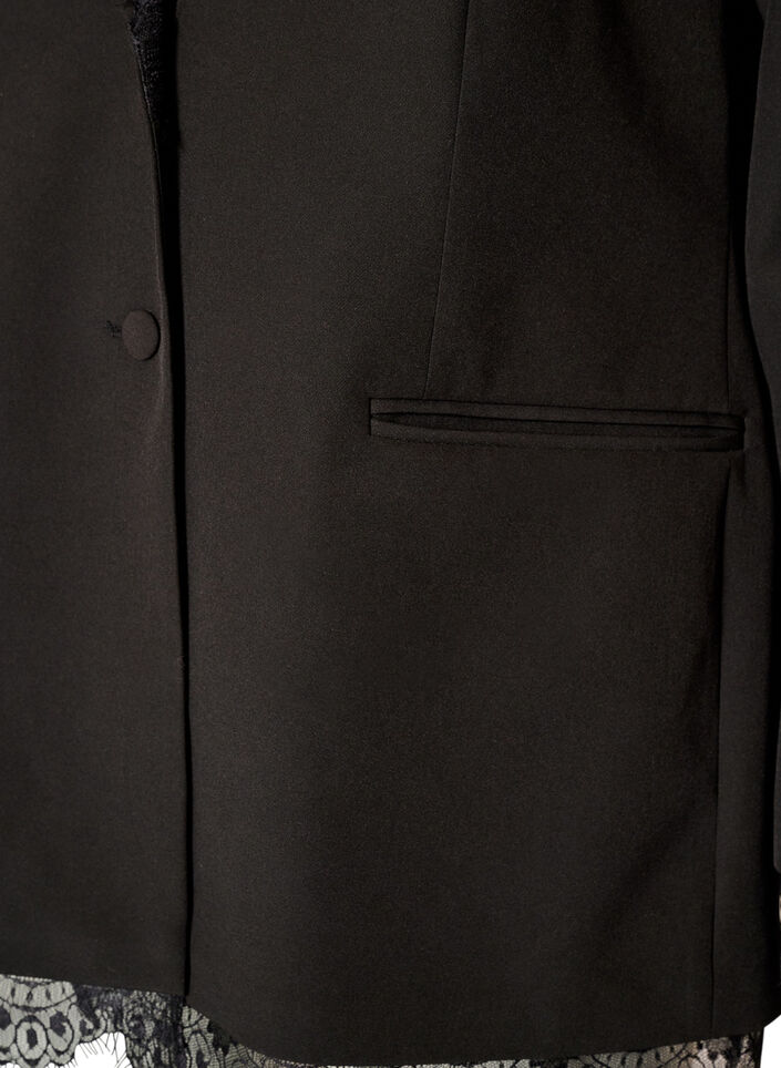 Blazer avec finitions en dentelle, Noir, Packshot