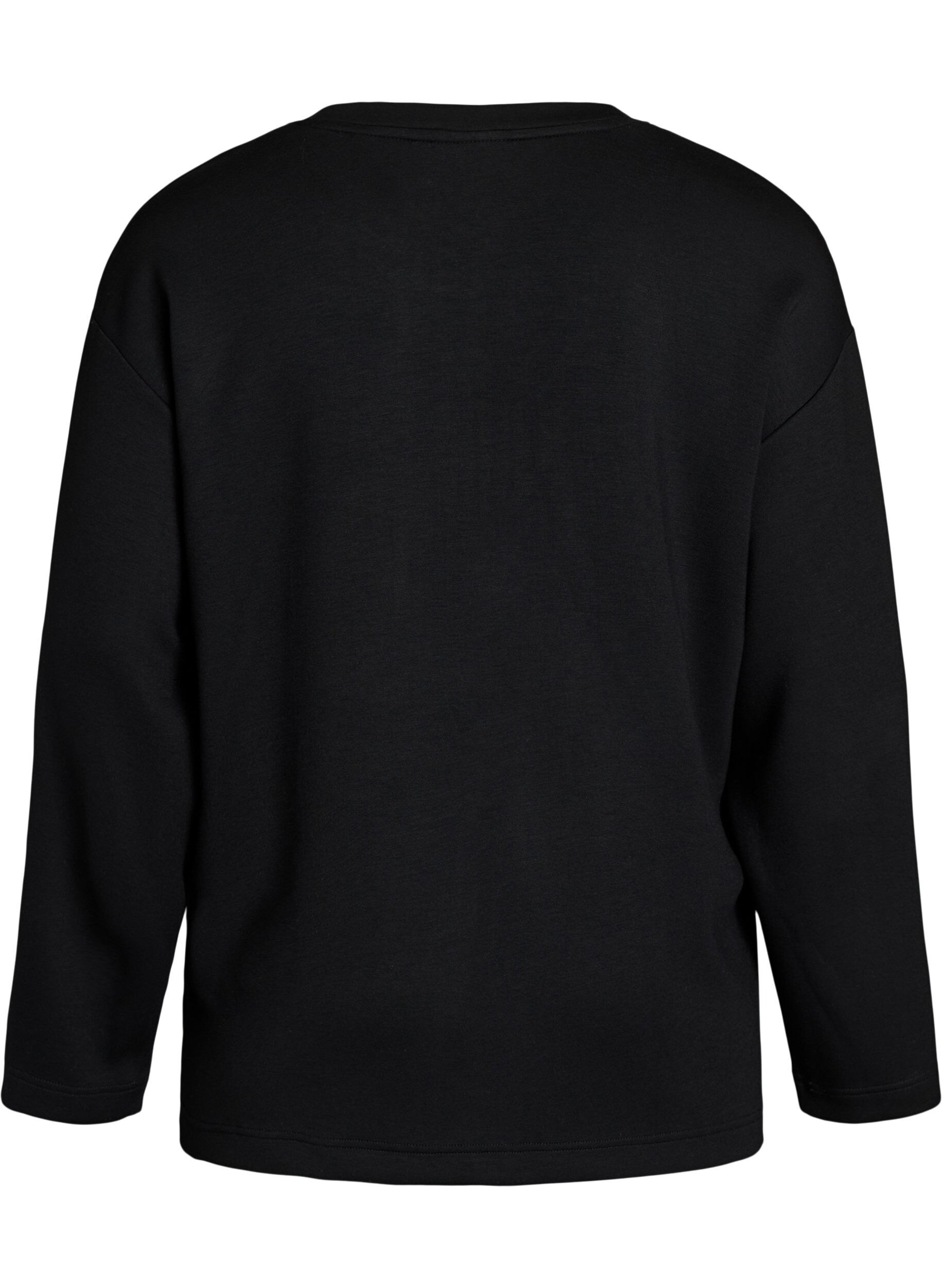 ZizziBluse aus Jersey mit diagonalem R&uuml;schendetail, Schwarz, Packshot image number 1