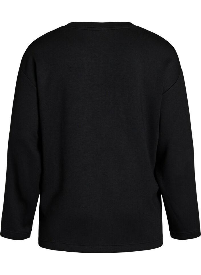 Bluse aus Jersey mit diagonalem R&uuml;schendetail, Schwarz, Packshot image number 1