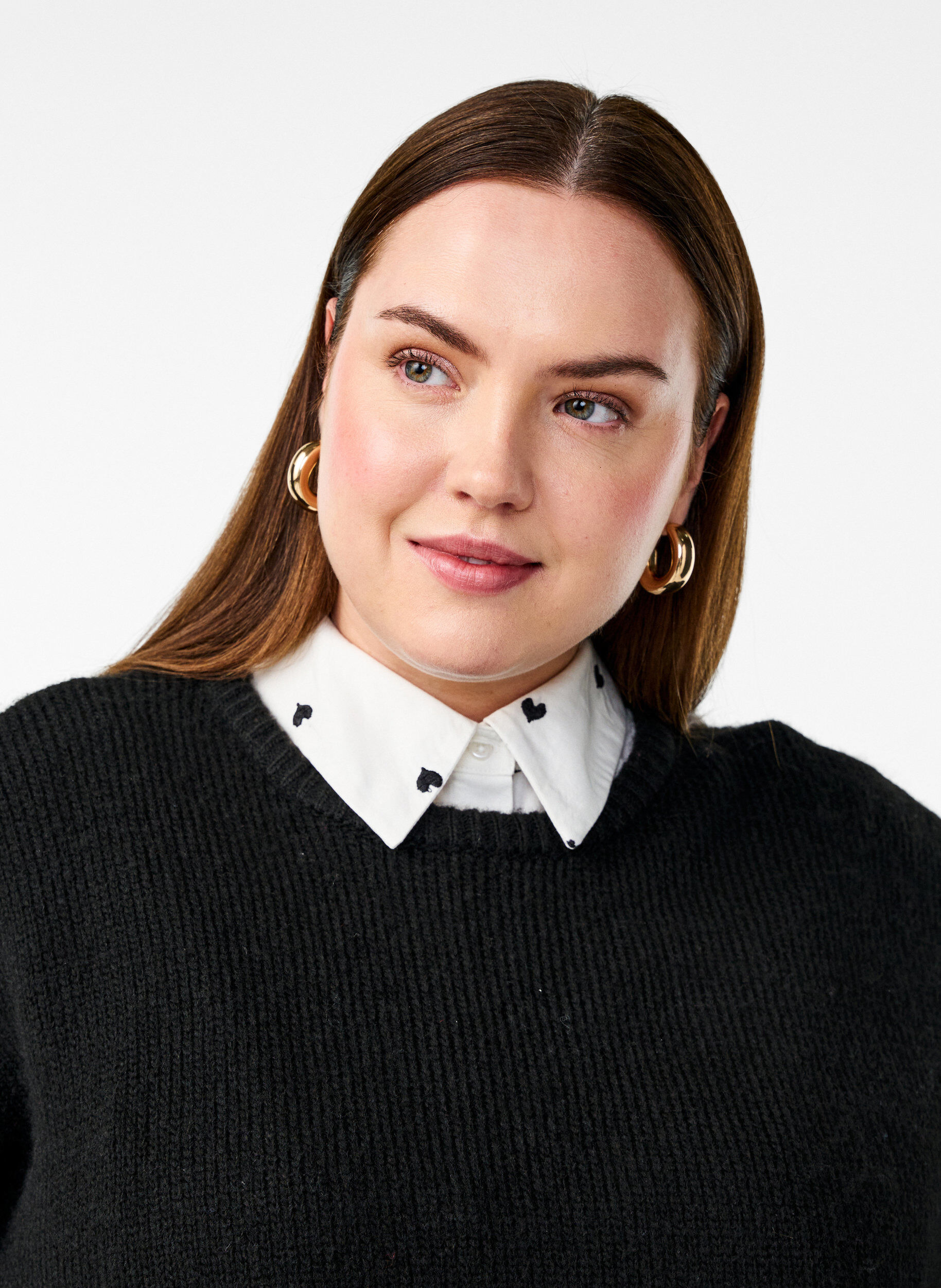 Zizzi Col ample avec des c&oelig;urs brod&eacute;s, White, Model image number 0