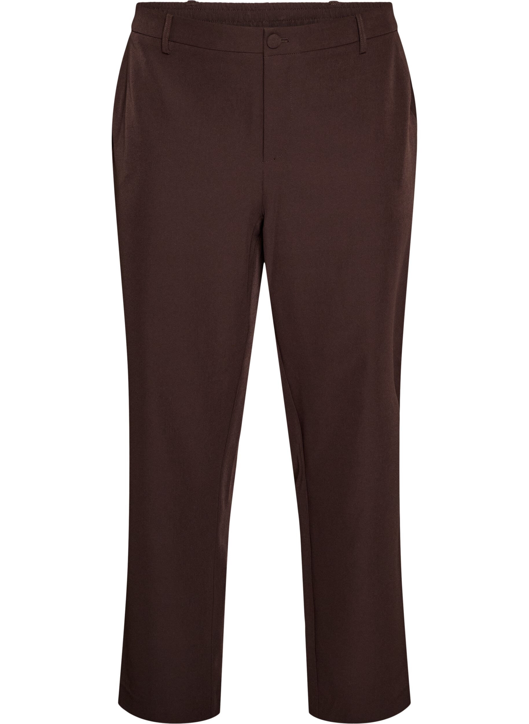 ZizziTrousers with pockets and straight legs, Brown, Packshot image number 0