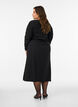 Robe midi avec une texture ondul&eacute;e et des manches longues, Noir, Model image number 2