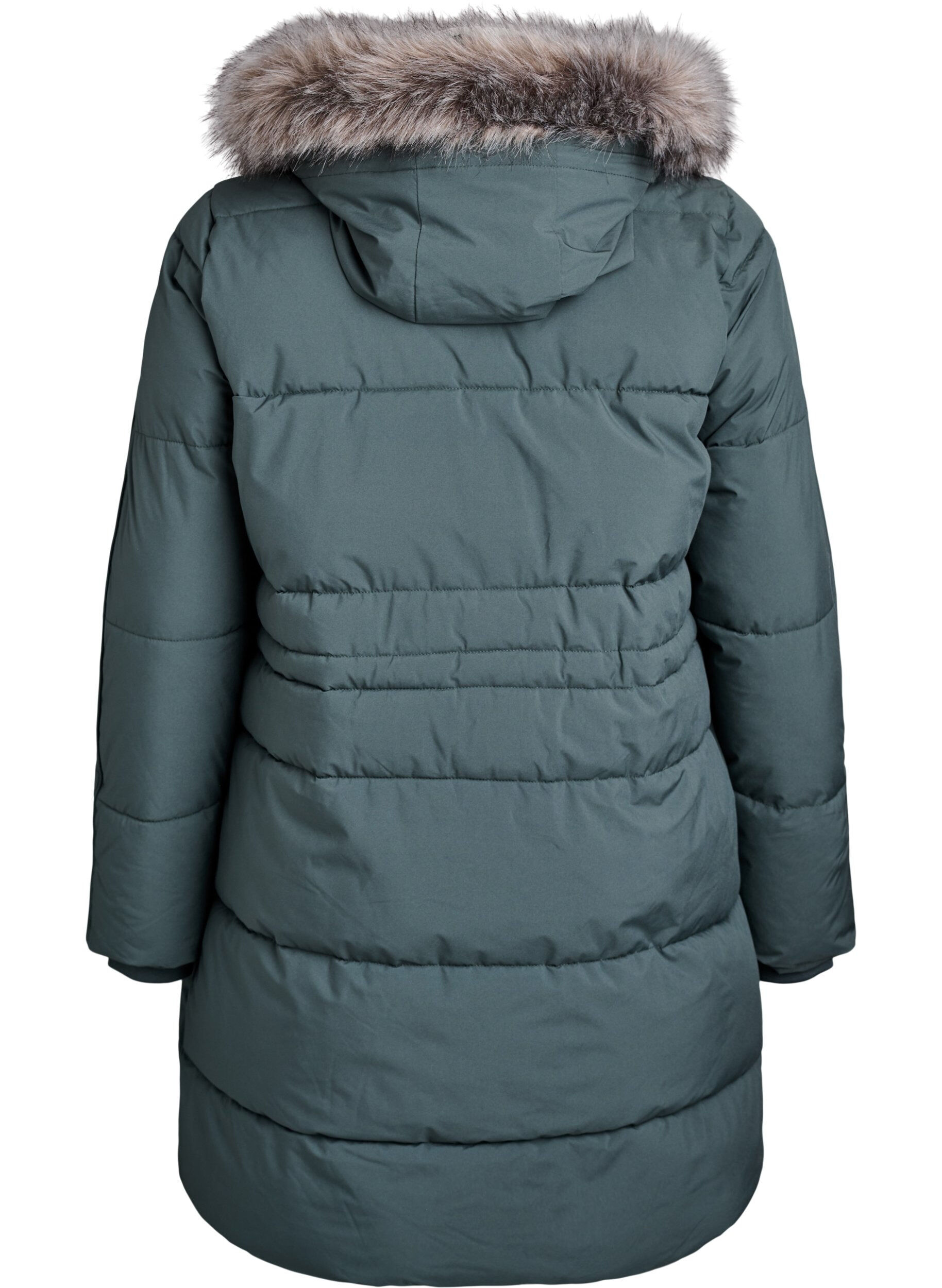 Zizzi Wasserabweisender Parka mit Kunstpelzkragen, Gr&uuml;n, Packshot image number 1