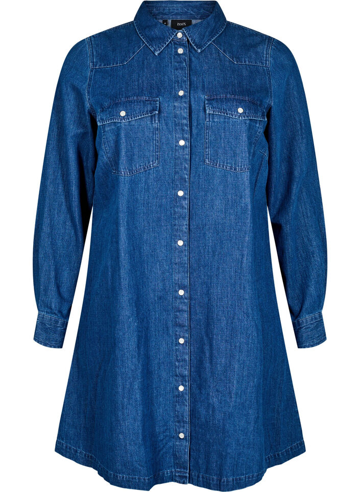 Jeanskleid mit Knöpfen, Blau, Packshot image number 0