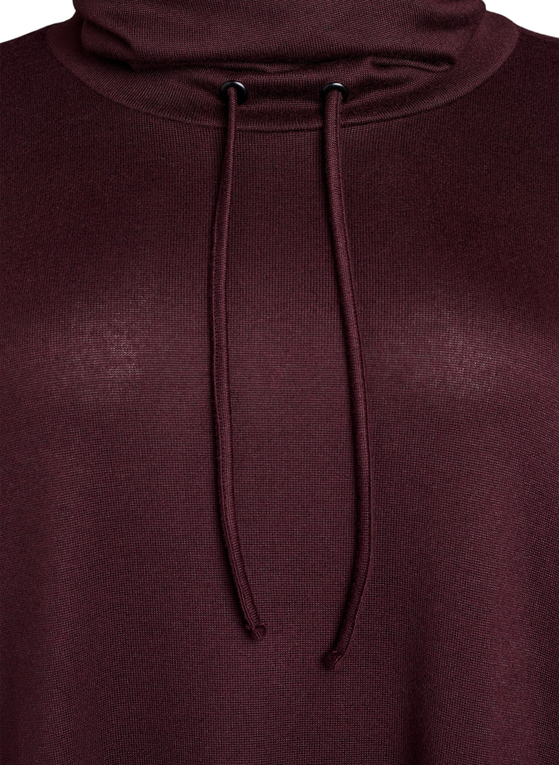 Zizzi Robe en jersey avec col montant et poches, Bordeaux, Packshot image number 2