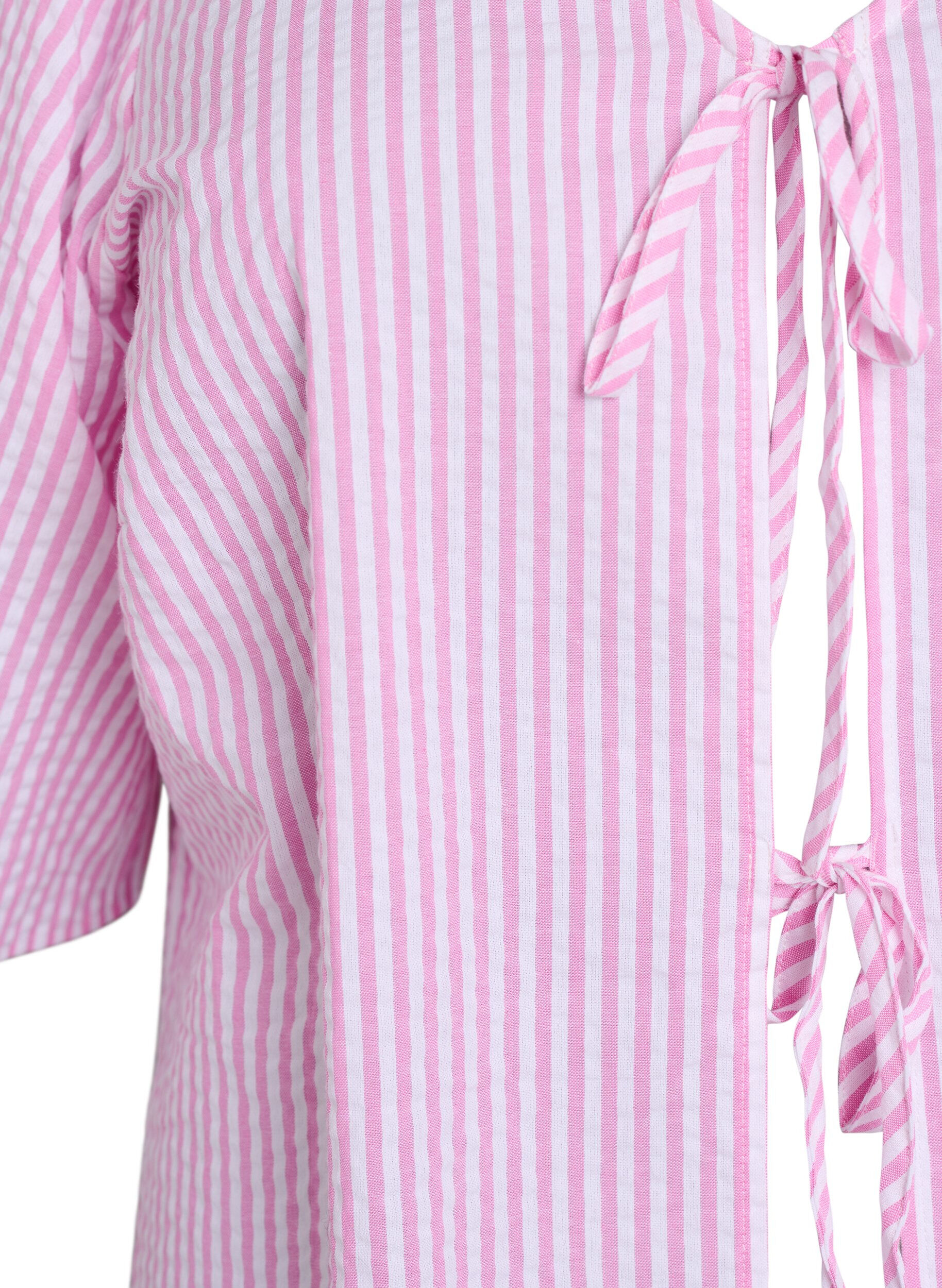 Zizzi FLASH - Gestreifte Bluse mit Schleifen, Pink, Packshot image number 2