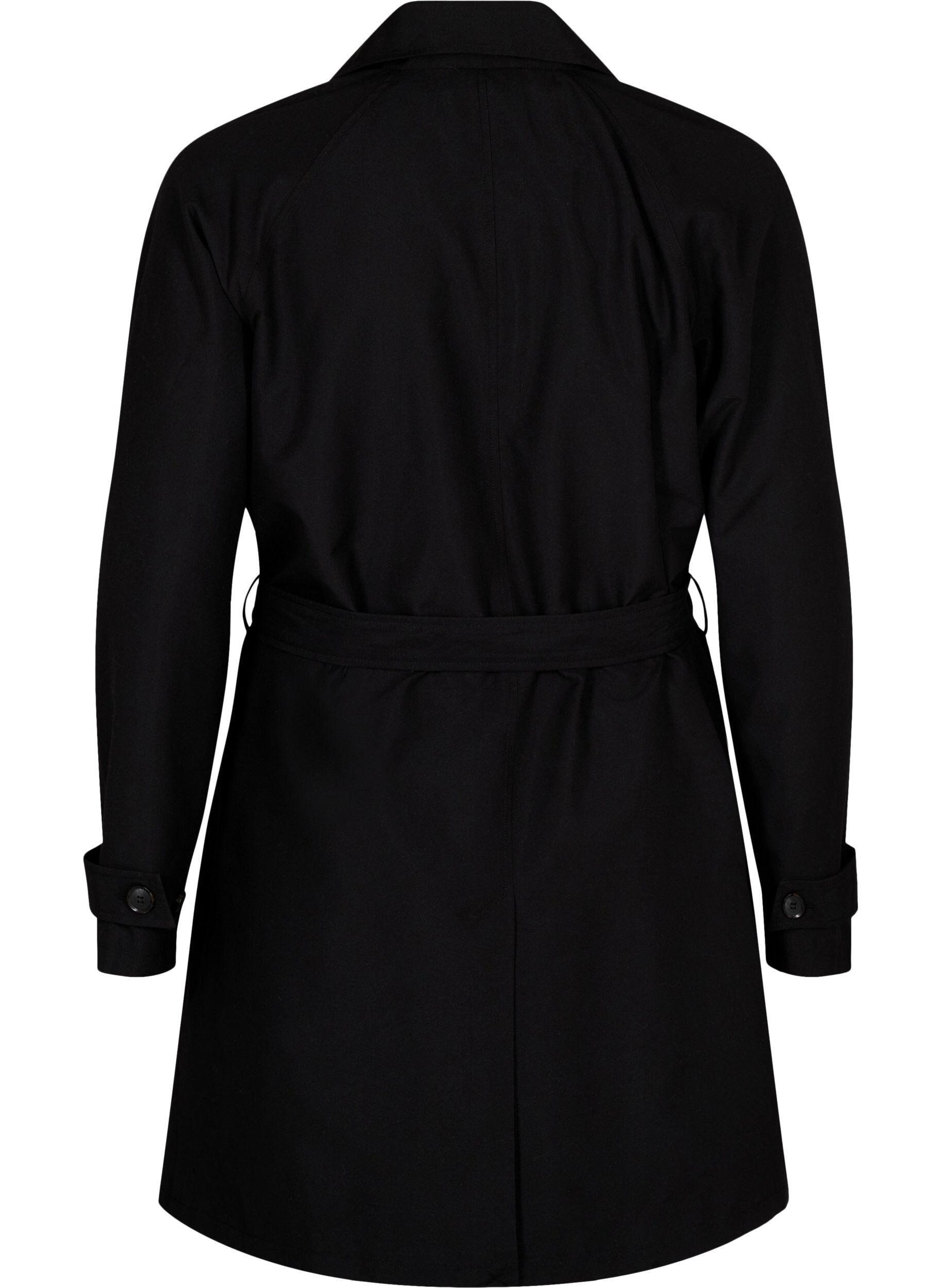Zizzi Trenchcoat mit G&uuml;rtel und Schlitz, Black, Packshot image number 1