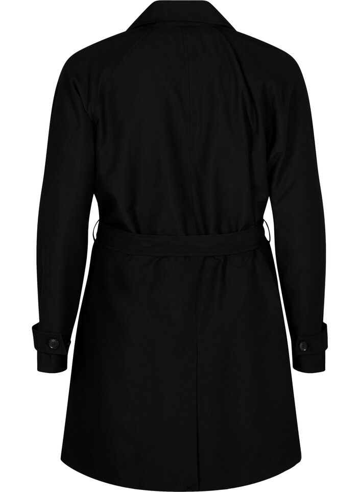 Trenchcoat mit Gürtel und Schlitz, Black, Packshot image number 1