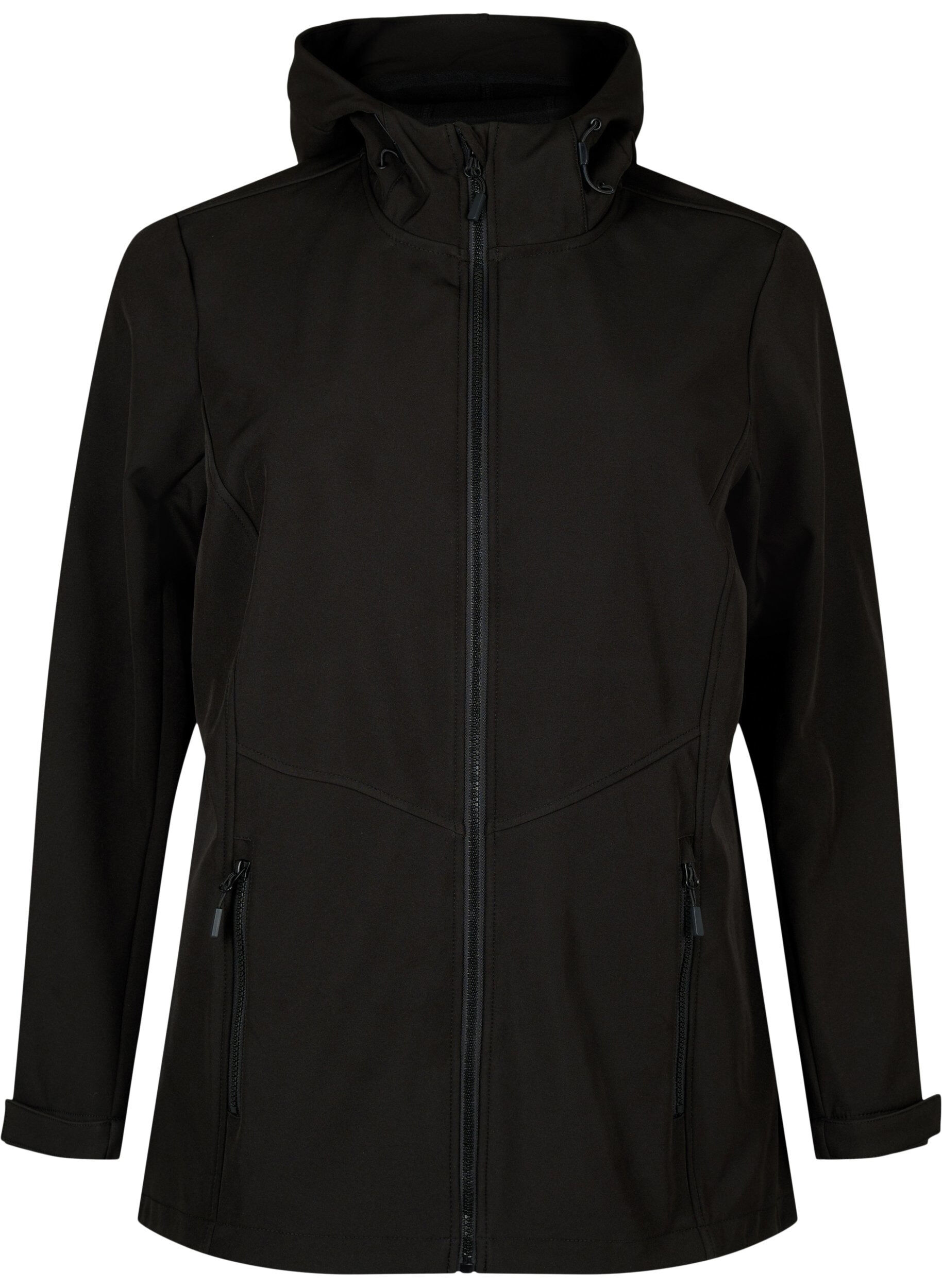 Zizzi Kurze Softshell-Jacke mit Taschen, Black, Packshot image number 0