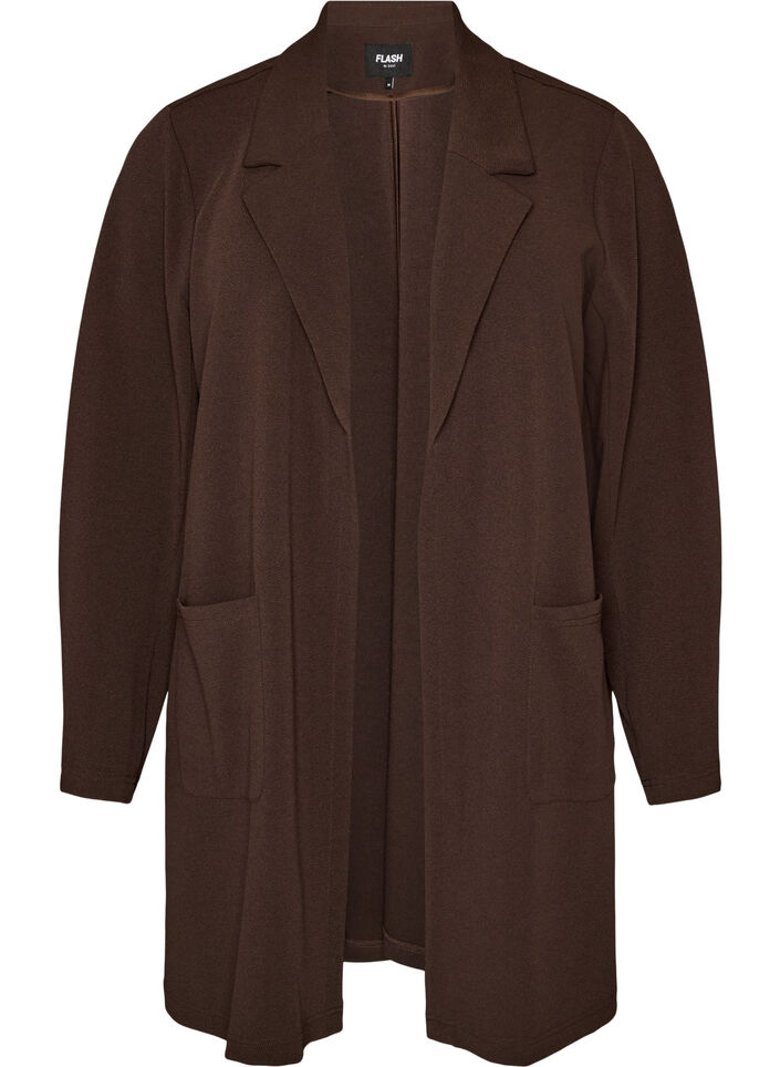 Lange Blazer mit Taschen, Braun, Packshot image number 0