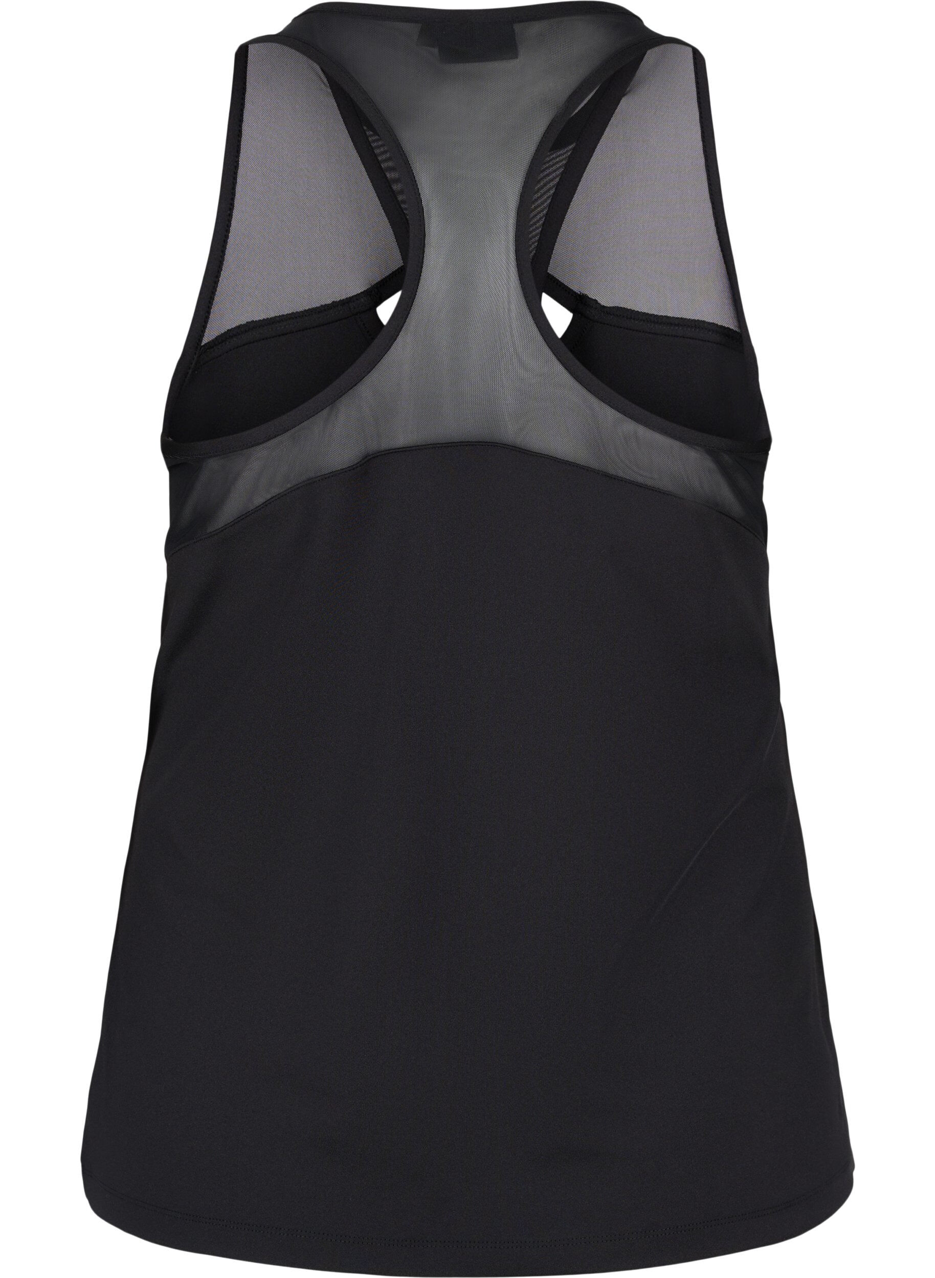Zizzi Top de sport avec mesh et dos nageur, Black, Packshot image number 1