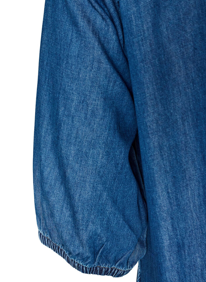 Robe longue en jean avec volants &eacute;tag&eacute;s, Bleu, Packshot image number 3