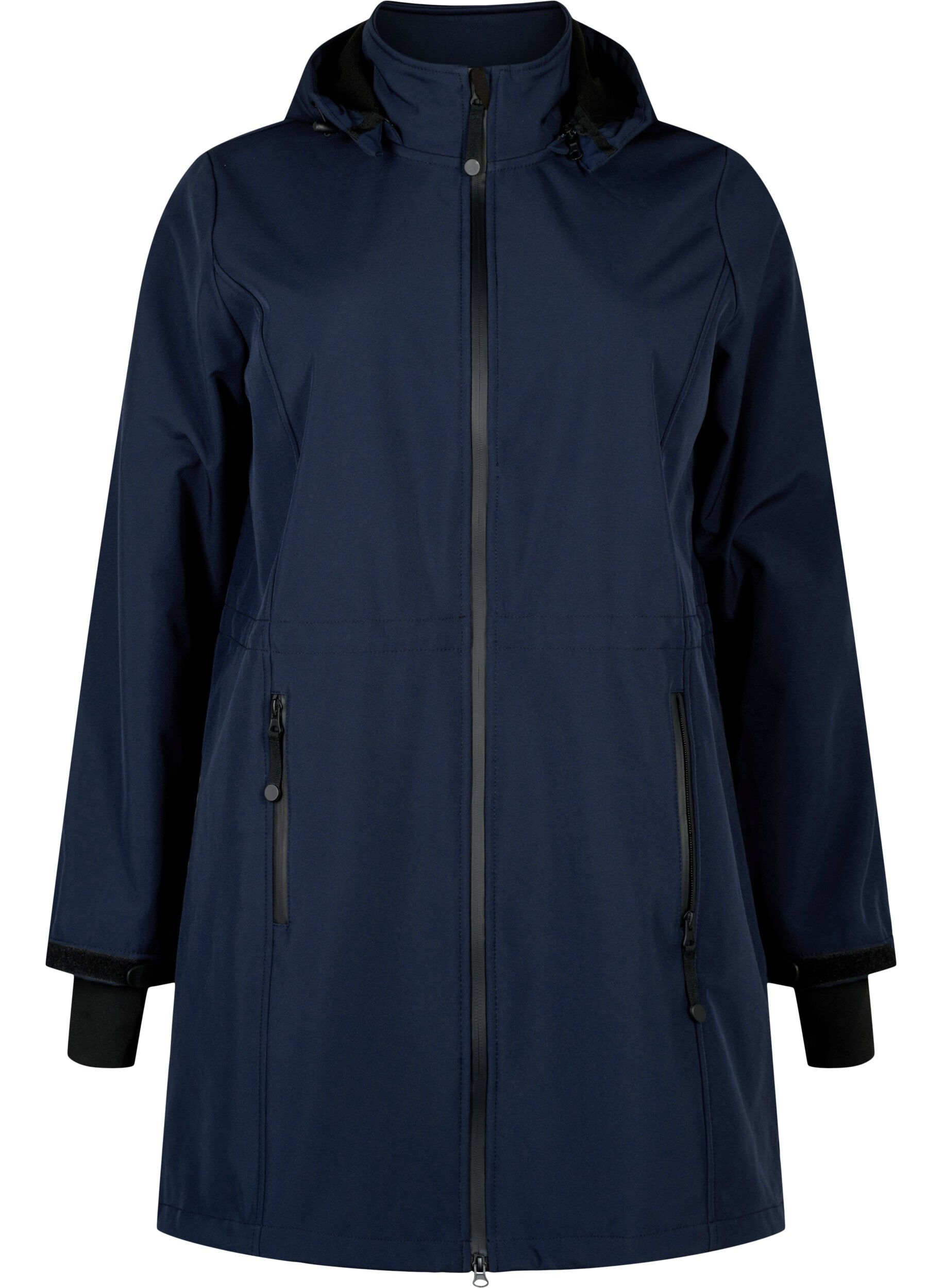 Zizzi Veste softshell avec capuche amovible, Bleu, Packshot image number 0