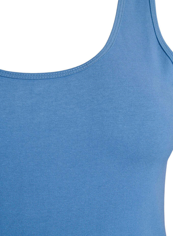 Top basique de couleur unie en coton, Bleu, Packshot image number 2