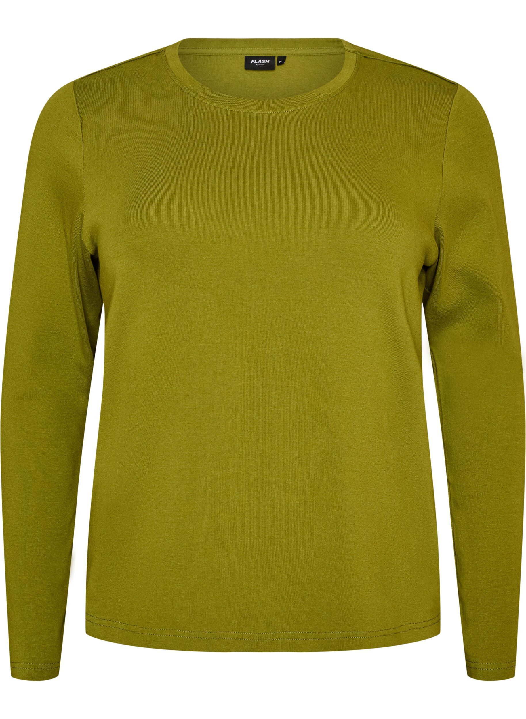 ZizziT-shirt basique &agrave; manches longues et col rond, Vert Kaki, Packshot image number 0