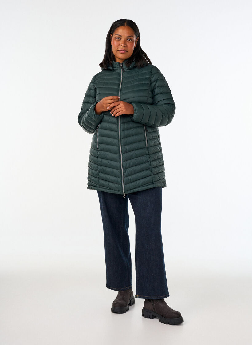Leichte Jacke mit Taschen und abnehmbarer Kapuze, Gr&uuml;n, Model image number 1