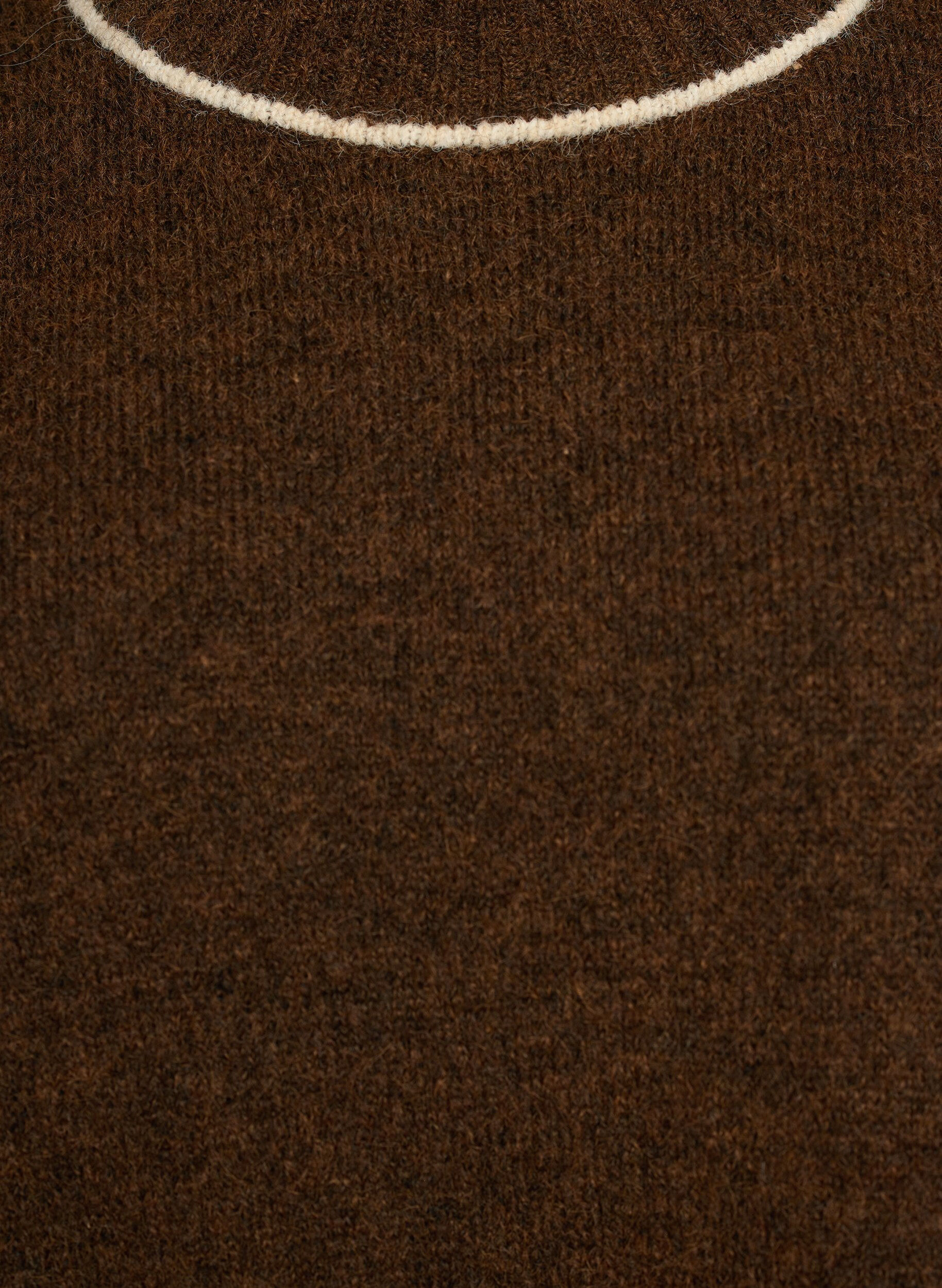 ZizziPull en maille &agrave; col roul&eacute; et rayures contrastantes, Marron, Packshot image number 2