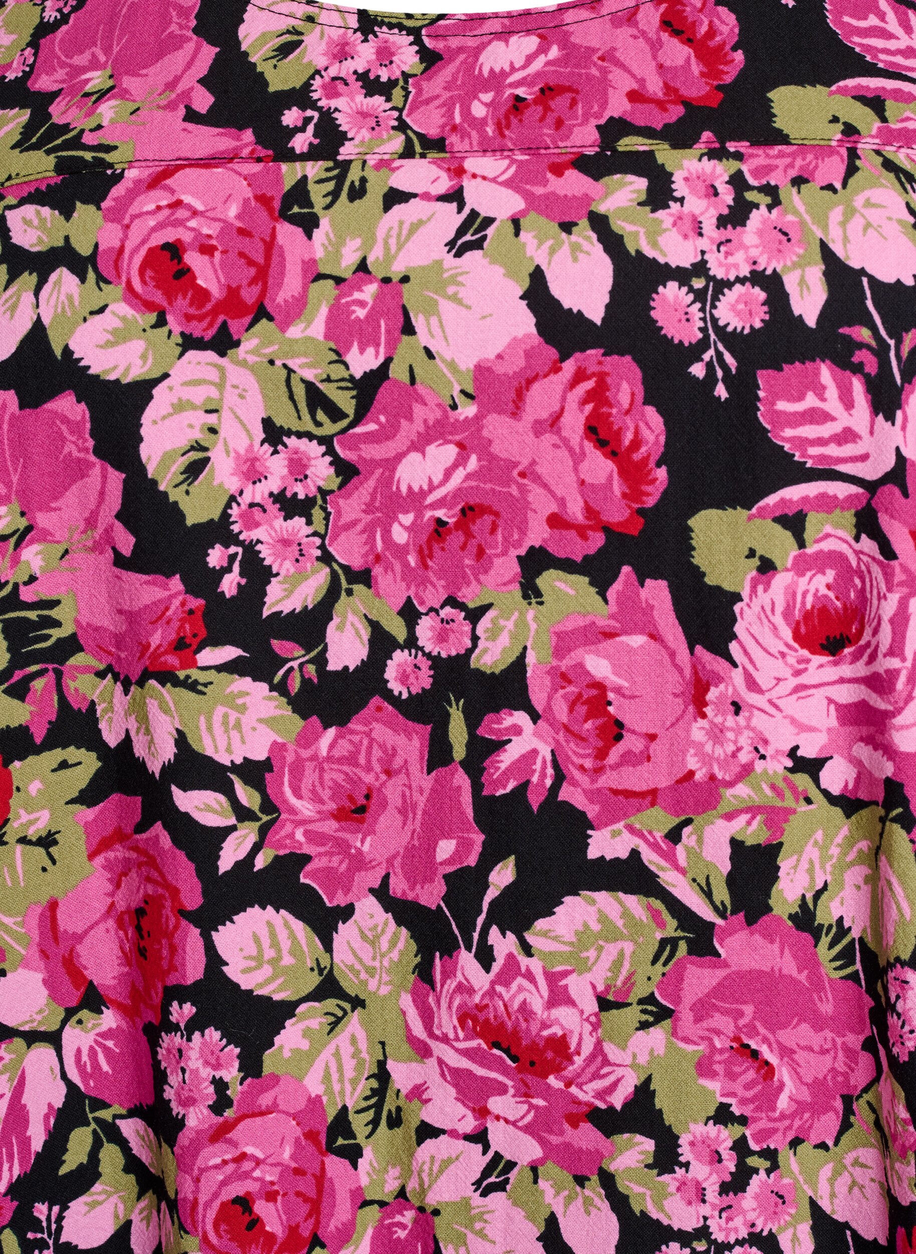 Zizzi Robe en coton &agrave; manches courtes avec imprim&eacute;, Noir, Packshot image number 2