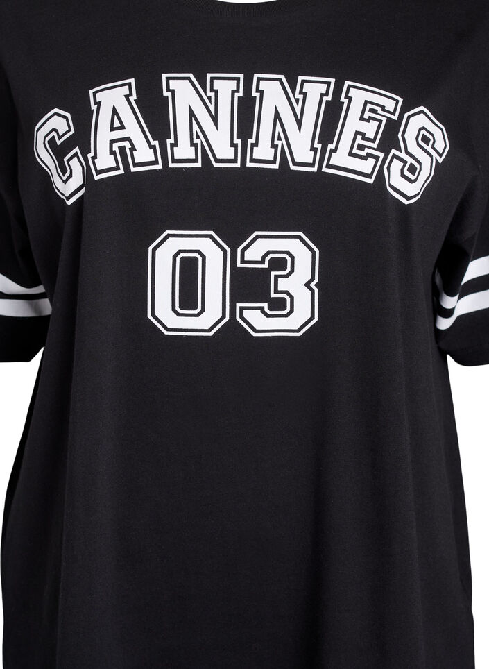 T-shirt coll&egrave;ge oversize et sportif, Noir, Packshot image number 2