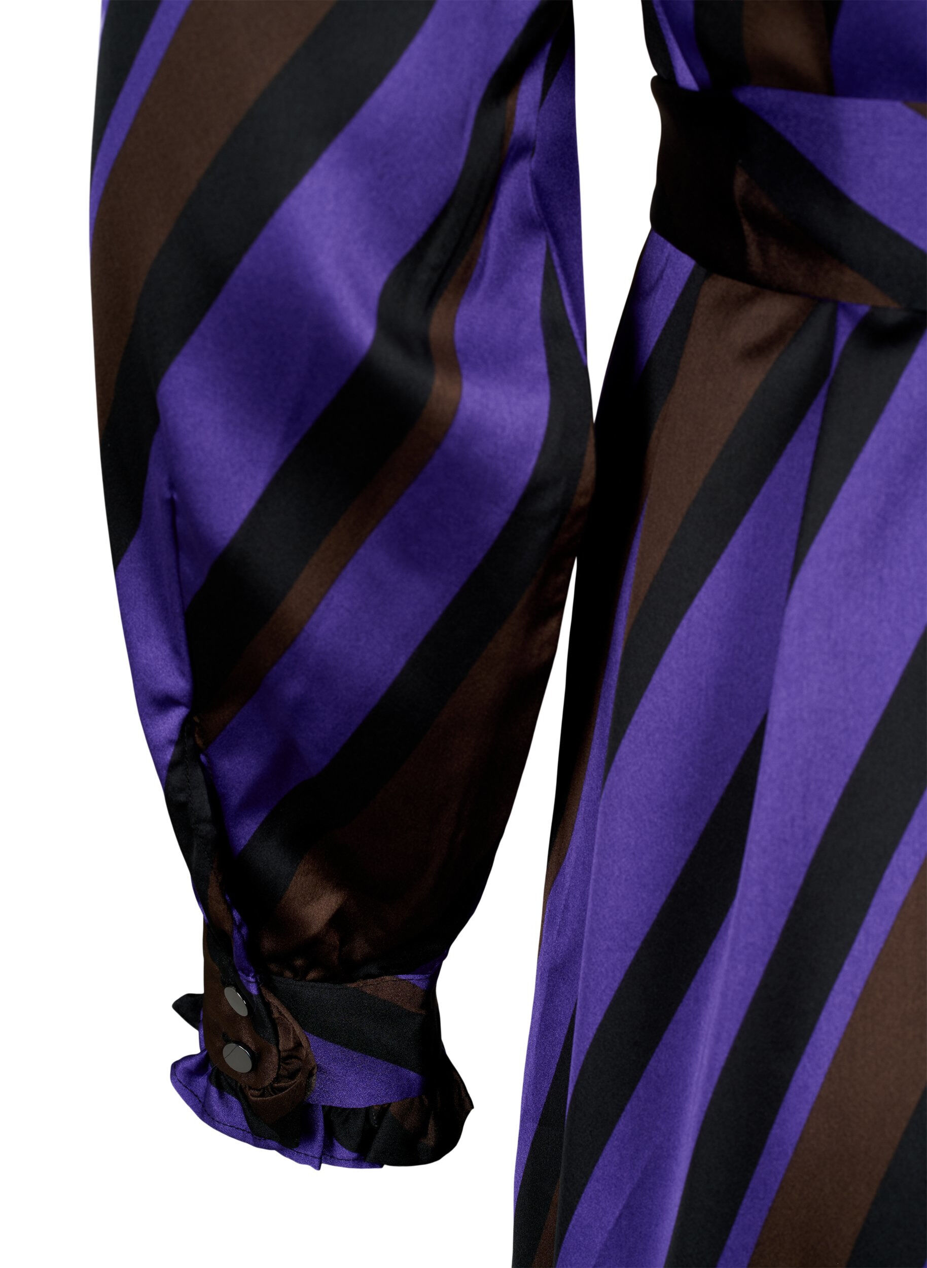 Zizzi Hemdblusenkleid aus Satin mit diagonalen Streifen, Stripe AOP, Packshot image number 3