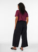 Pantalon en velours c&ocirc;tel&eacute; &agrave; coupe ample et taille haute, Noir, Model image number 1