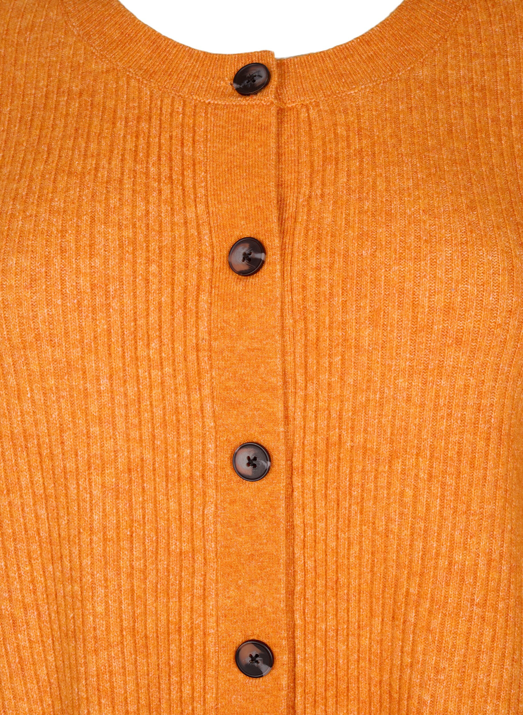 Zizzi Cardigan en tricot c&ocirc;tel&eacute; avec boutons, Orange fonc&eacute;, Packshot image number 2