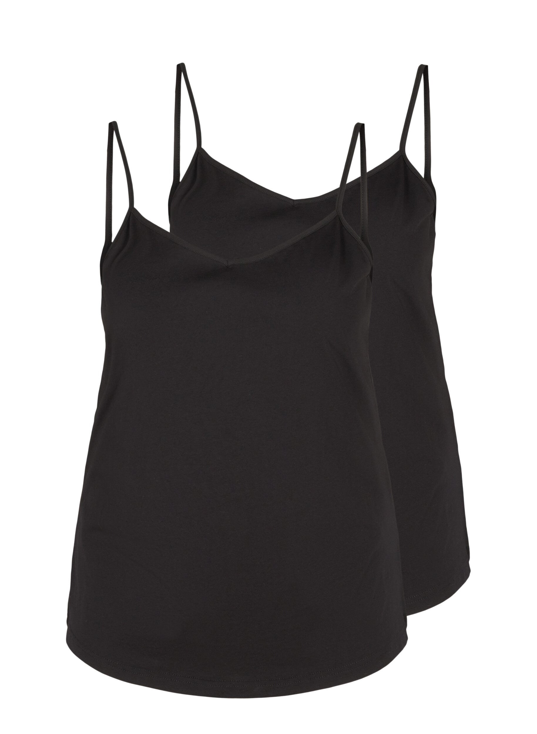 Zizzi Dessus de base en coton, lot de 2, Black, Packshot image number 0