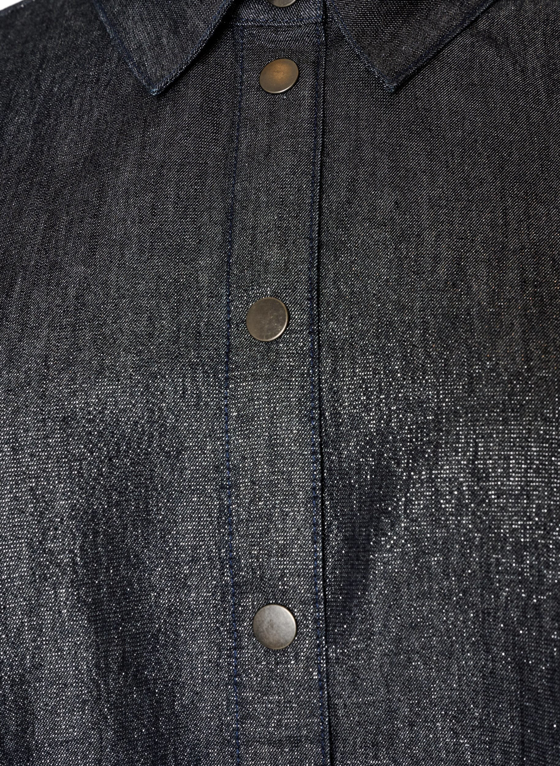 ZizziDenimbluse mit Glitzerfaden und 3/4-&Auml;rmeln, Grau, Packshot image number 2