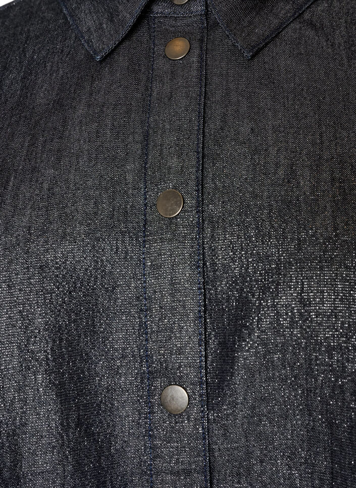 Denimbluse mit Glitzerfaden und 3/4-&Auml;rmeln, Grau, Packshot image number 2