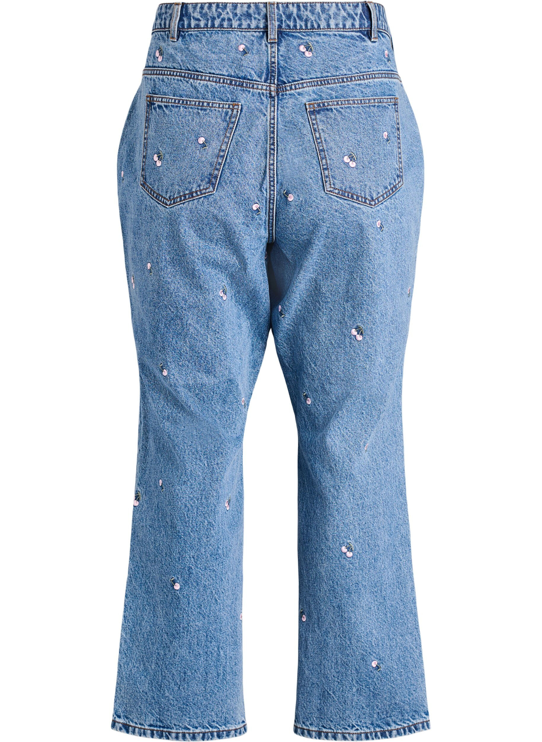 Zizzi Gemma Jeans mit hoher Taille und aufgestickten Details, Blau, Packshot image number 1