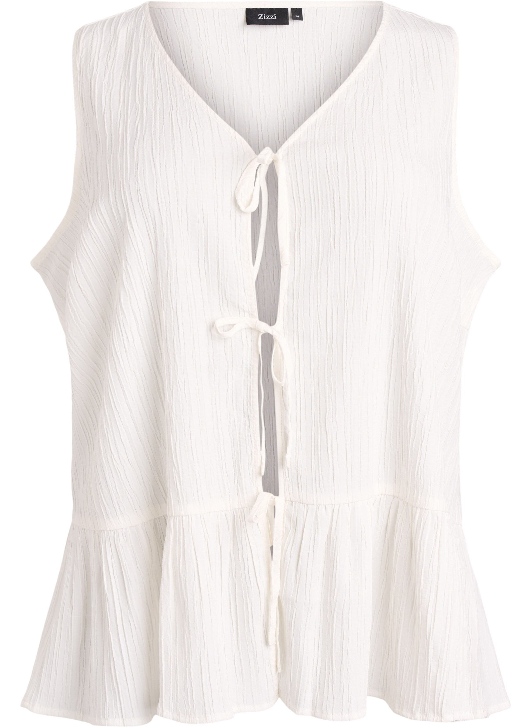 Blouse sans manches textur&eacute;e avec lien &agrave; nouer