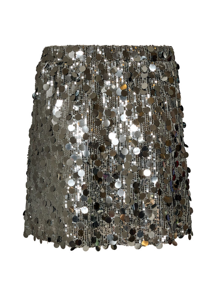 Jupe courte &agrave; sequins avec une ceinture &eacute;lastique, Gris anthracite, Packshot image number 1