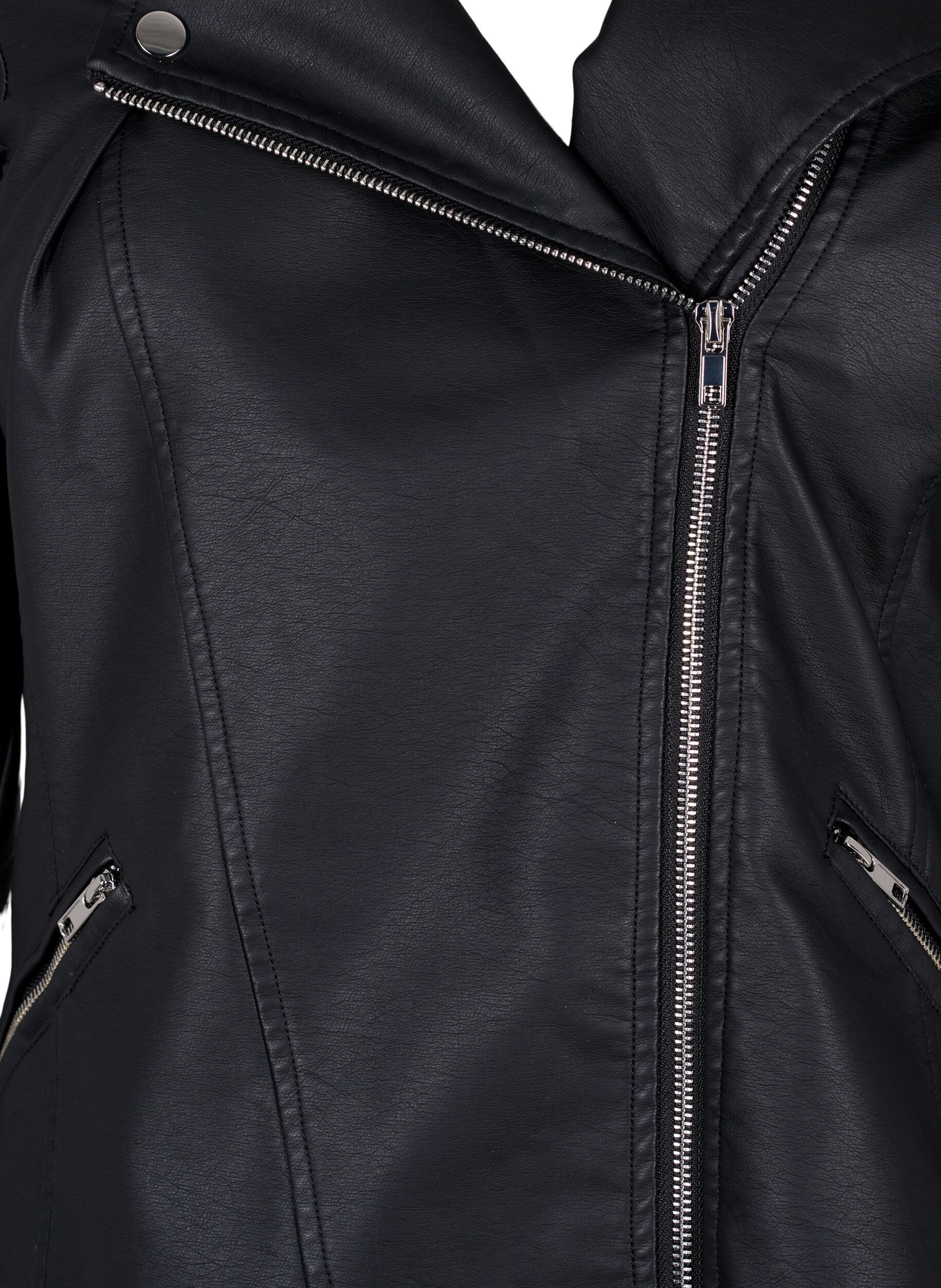ZizziBikerjacke aus Kunstleder, Schwarz, Packshot image number 2