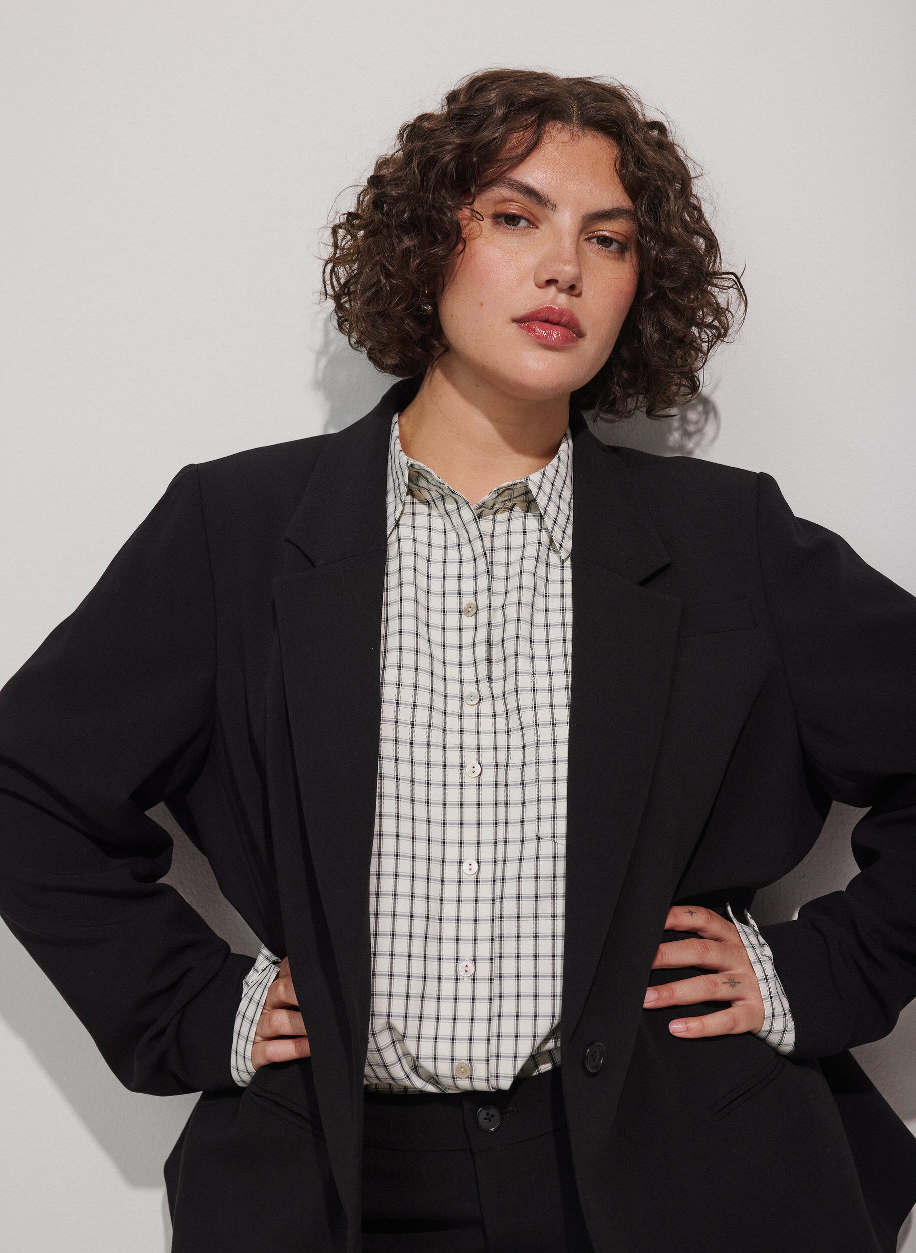 Blazer classique &agrave; fermeture &agrave; un bouton, Noir, Model