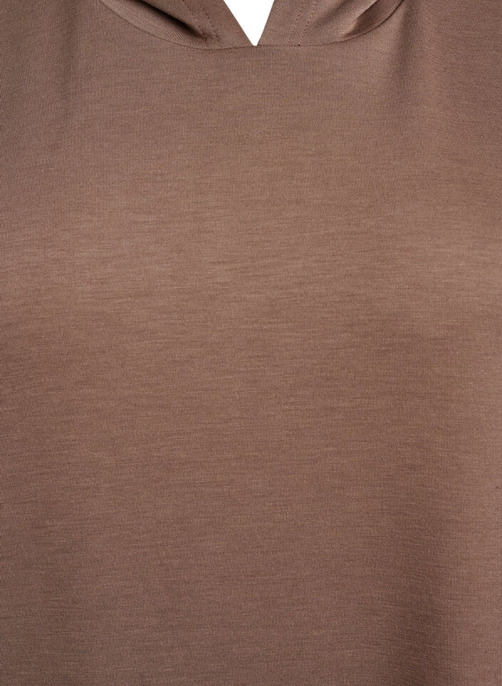 Robe sweat à manches courtes en mélange de modal, Marron, Packshot image number 2