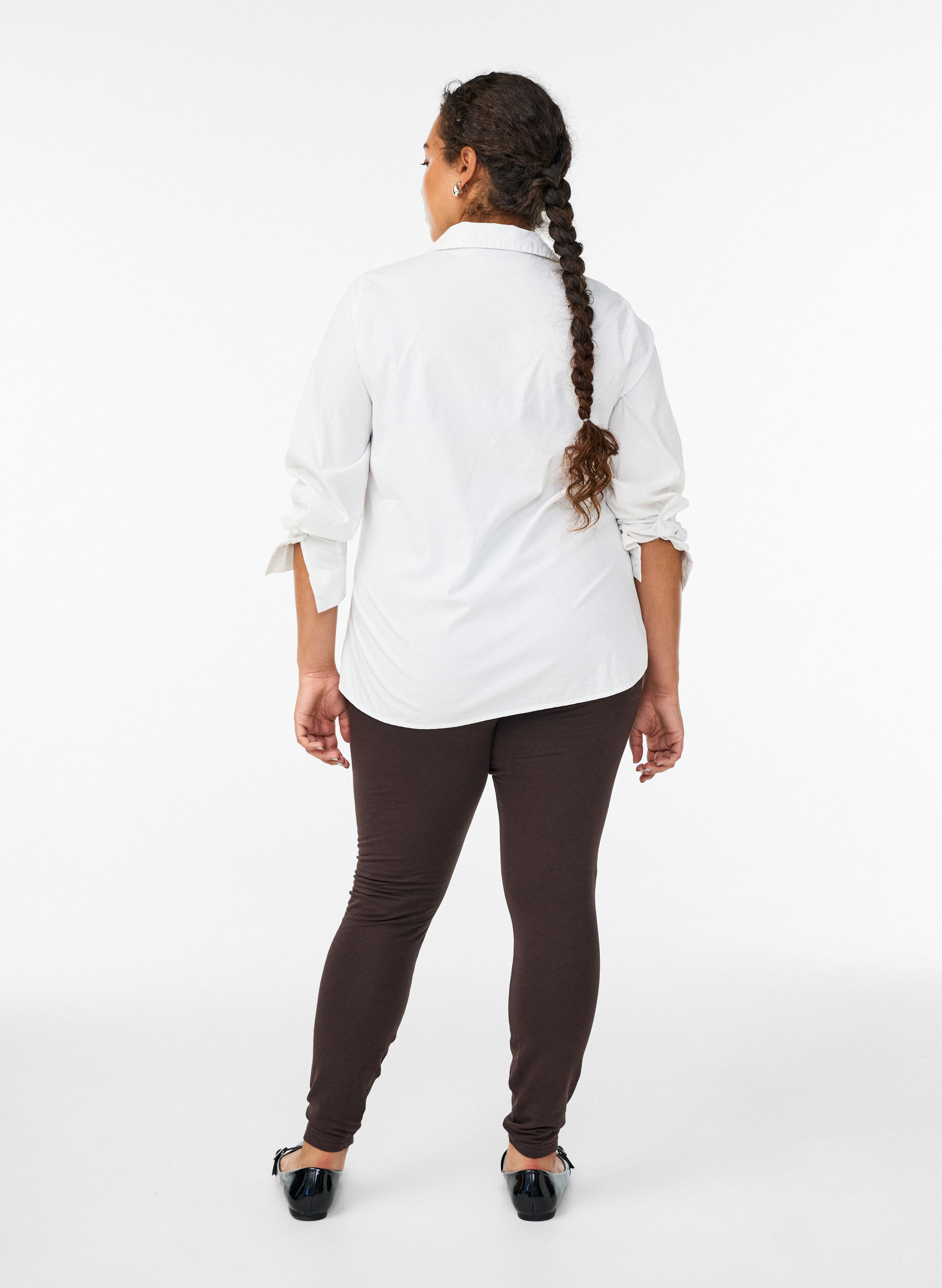 Zizzi Gef&uuml;tterte Baumwollleggings, Braun, Model image number 2
