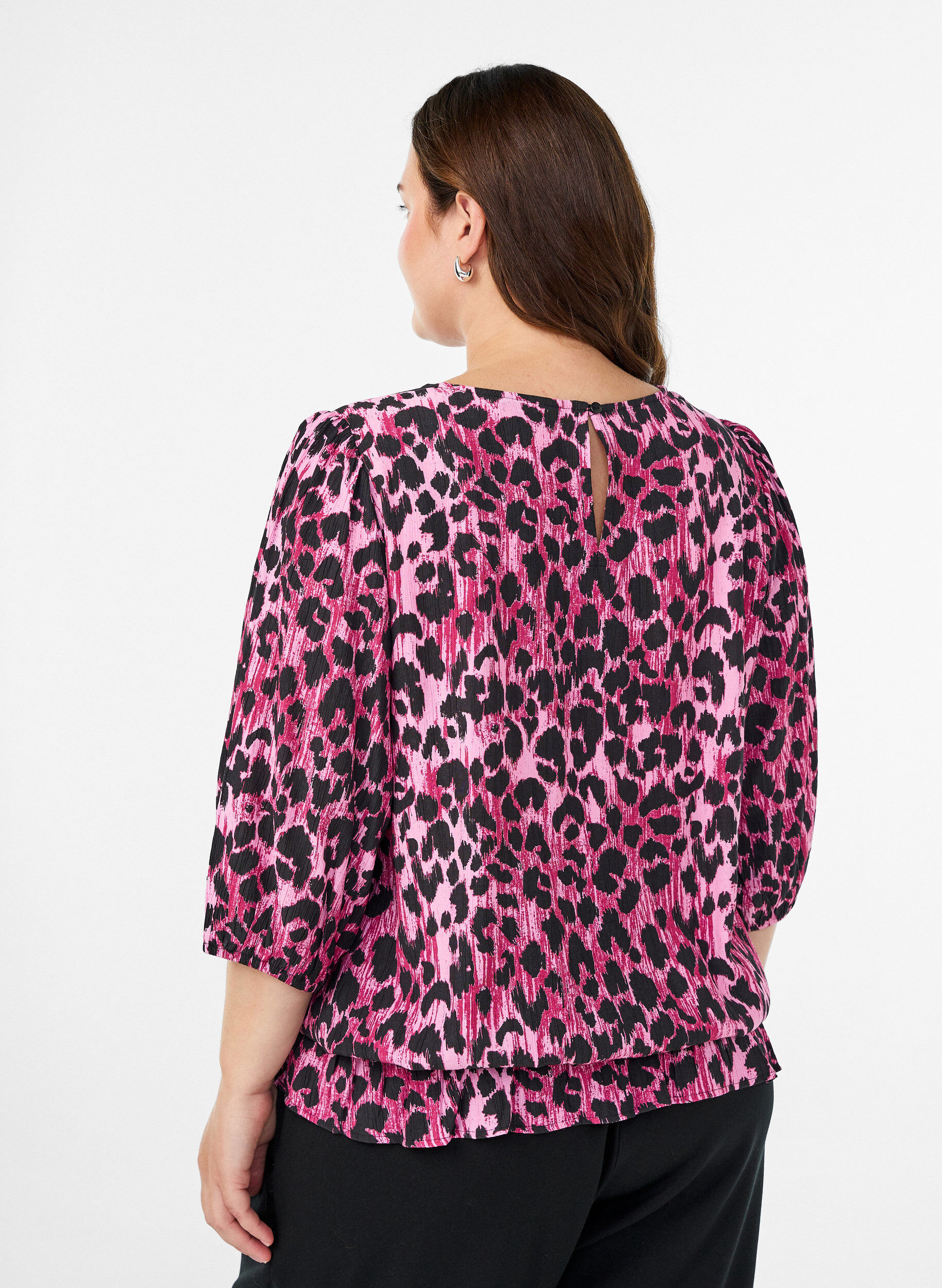Zizzi Viskosebluse mit 3/4-&Auml;rmeln und Balloneffekt, Pink, Model image number 2