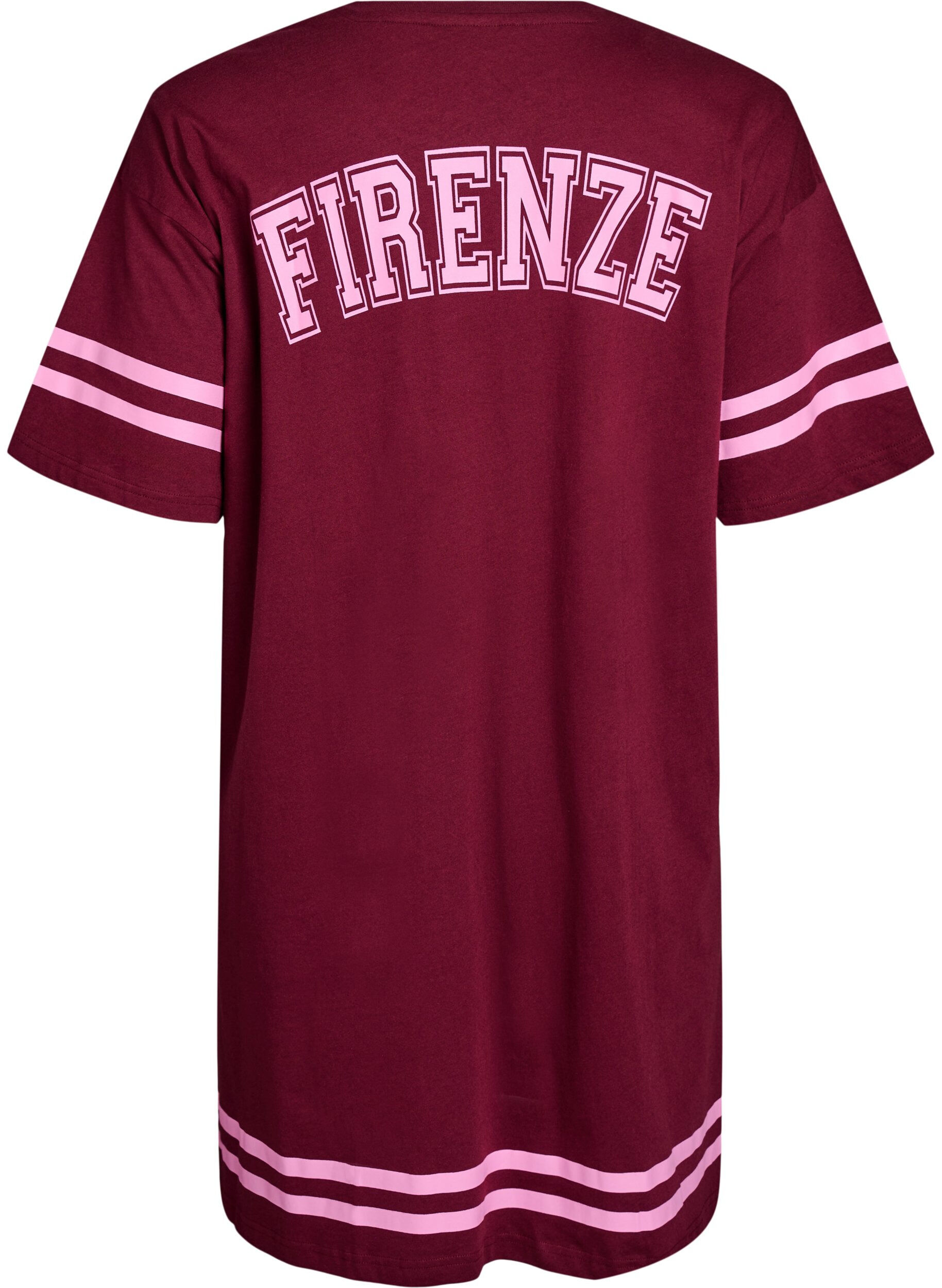 Zizzi Robe T-shirt courte avec d&eacute;tails sport, Bordeaux fonc&eacute;, Packshot image number 1