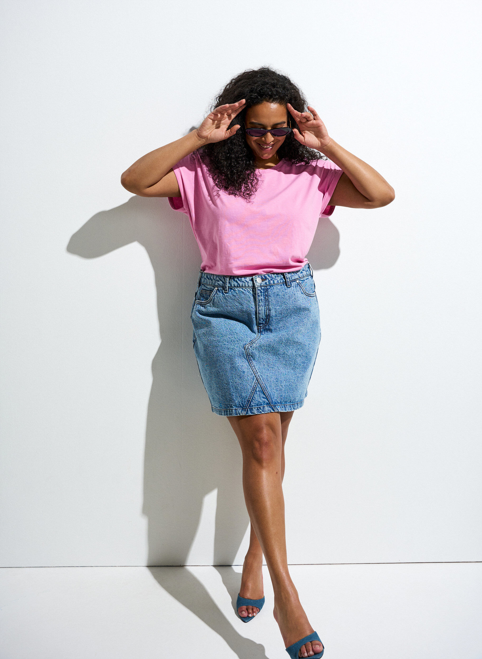 ZizziT-shirt &agrave; manches courtes en coton m&eacute;lang&eacute;, Rose, Image image number 0
