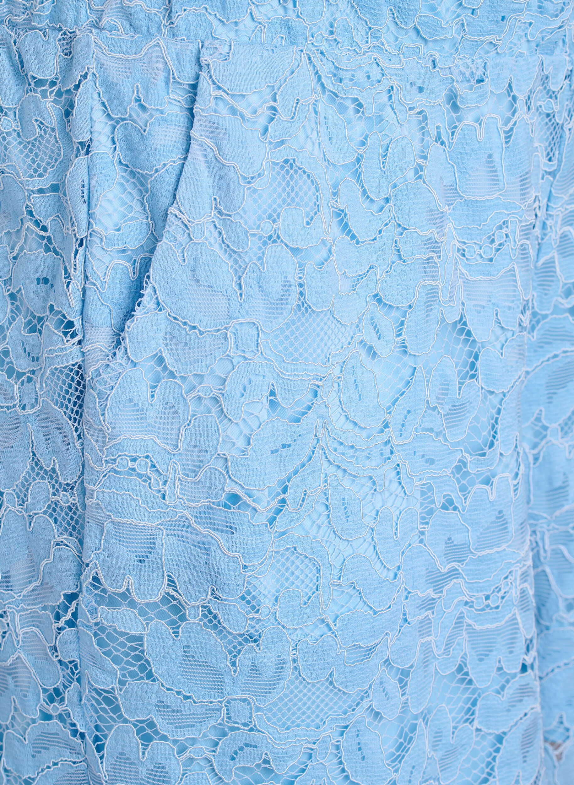 Zizzi Shorts aus Spitze mit hoher Taille und Taschen, Blau, Packshot image number 2